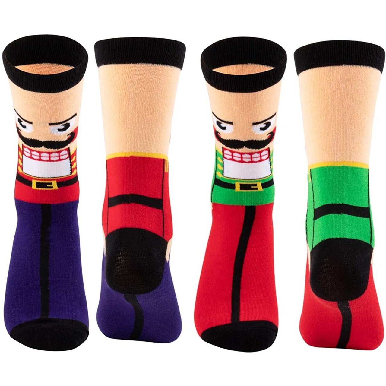2 Pairs Christmas Socks for Men and Women, Fun Gift Set, Xmas Holiday Party Novelty Gifts, Unisex, One Size (Cute Nutcracker)